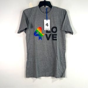 FOURLAPS Signature Pride Love T-Shirt, Size S - Grey/Multi Men's